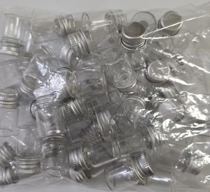 48 Glass Bottles Tiny Aluminum Jars Lids 2ML - Picture 1 of 2