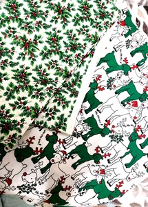 Weihnachten Baumwollstoff (2 verschiedene Zuschnitte) Neu Gesamt Yards 1 5/8 Yards - Bild 1 von 4