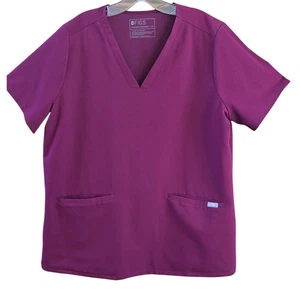 FIGS Casma Three-Pocket Scrub Top Women's XL Burgundy Pockets Stretch Healthcare - Picture 1 of 4