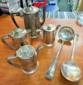 LOT OF 4 International silver CO  HOTEL SILVER  POTS  BONUS 2 SERVIN SPOON SEE P - Picture 1 of 9