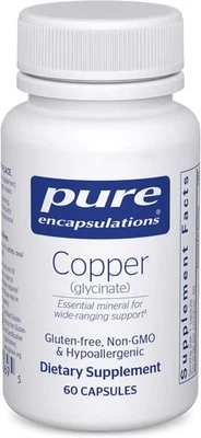 Pure Encapsulations glicinato de cobre anos 60 - 2 mg 60 unidades (pacote com 1)  - Imagem 1 de 4