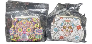 Set Of 2 Sugar Skull Coin Purses - Picture 1 of 6