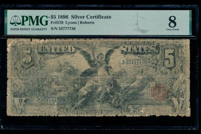 AC Fr 270 1896 $5 Silver Certificate PMG 8... Educational!!! - Image 1 of 2