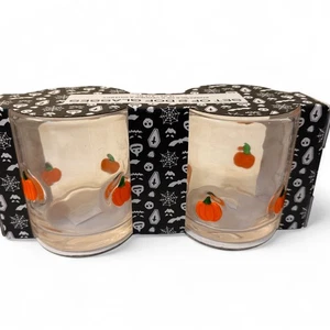 Juego de 2 vasos de calabaza de Halloween en caja diseño de calabaza grabado - Imagen 1 de 5