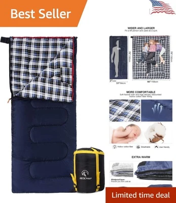 Saco de dormir de franela de algodón para acampar en climas fríos - Relleno de 2-6 libras Foto 1 de 4