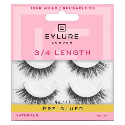Eylure No 117 Pre Glued False Eyelashes Twin Pack Wispy Everyday Glam - Image 1 of 4