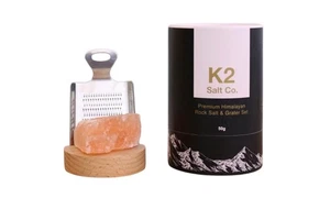K2 SALT Co. PREMIUM ROCK SALT 50g AND GRATER SET BNIB HIMALAYAS FOODIES  - Bild 1 von 2