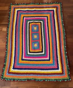 Wunderschöne Deko Häkeldecke/Plaid, Handarbeit, bunt, ca 130 x 100 cm - Bild 1 von 4