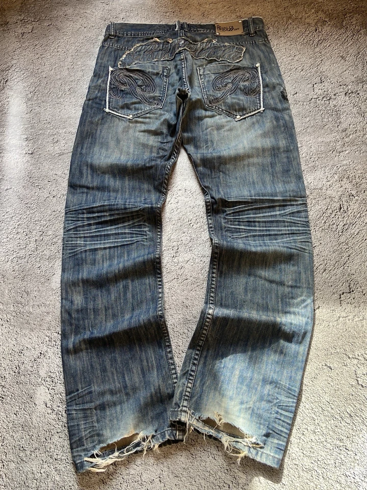 Pantalones de mezclilla vintage LGB If Six Was Nine estilo japonés ropa de calle desgastados lavado enfermo Foto 1 de 4