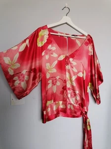 Vintage COAST Red Kimono 100% Silk Top | Size UK 12 - Picture 1 of 8