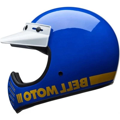Casco Bell Moto 3 Cara Completa Retro Vintage Fibra de Vidrio 5 broches Visera DOT XS-2XL Foto 1 de 4