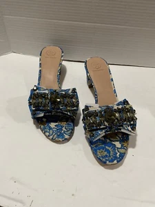 Tory Burch Valentina Brokat verzierte Schleife Pantoletten Sandalen Größe 7M - Bild 1 von 9