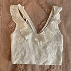 Hollister White Sleeveless Ruffle Eyelet Lace  Crop Top Size Small