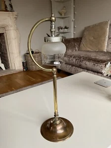 Antique Miniature Brass Veritas Gas Lamp with Original Pyrex Glass Shade - Picture 1 of 10