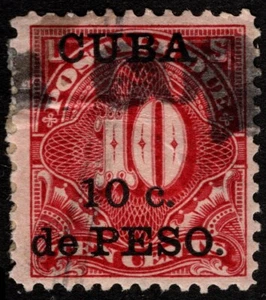 US Possessions Spanish West Indies Stamp Scott #J4 Used - 10 Cents Deep Claret - Picture 1 of 1