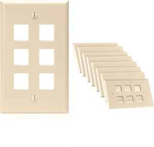 10- Placa de pared monoprice 1 banda para piedra angular, 6 puertos, marfil, 4,5""x2,75""x0,2"" - Imagen 1 de 4