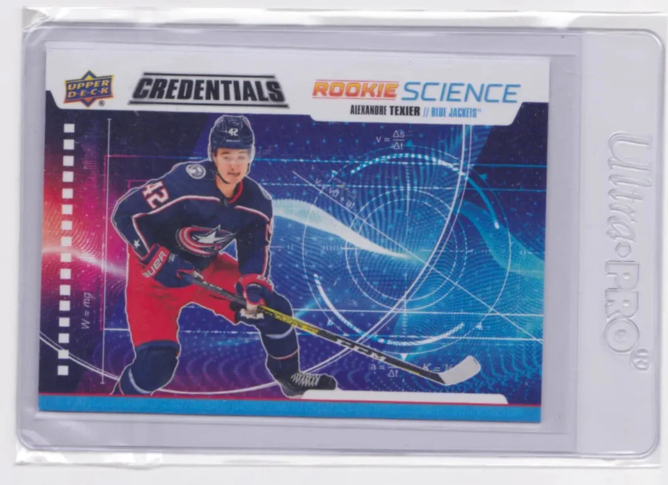 19-20 UD CREDENTIALS ROOKIE SCIENCE INSERT ALEXANDRE TEXIER #RS-11 BLUE JACKETS - Image 1 of 2