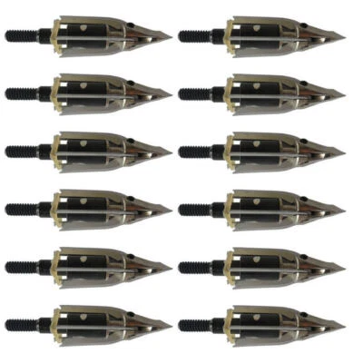 12Pcs Trophy Ridge Broadheads Meat Rotatable 3 Blade Rocket Croosbow Arrow Tips  - Image 1 of 4