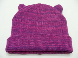 Pink & Purple with Animal Ears - Youth Size Stocking Cap Beanie Hat! - Picture 1 of 11