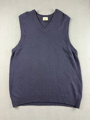 LL Bean Sweater Vest Men's XL Navy Blue 100% Lambswool Preppy Warm Dress Outdoor - Image 1 of 4