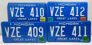 Michigan Great Lakes License Plates “VZE” SEQUENCED LOT OF 4 EXPIRATION NOV 2006 - Picture 1 of 17