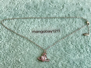 Vivienne Westwood Silver Ariella Pink Heart Crystal Orb Pendant Necklace - Picture 1 of 4