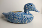 Planteuse canard en céramique bleu et blanc éponge 13 pouces de long sans marque
