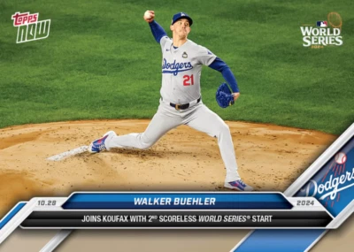 *SHIPS NOW!* Walker Buehler LA Dodgers 2024 MLB Topps Now Card 872 World Series - Image 1 of 2