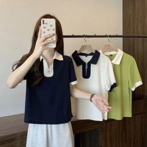 Simple Style Crop Top Stitching Color Women's T-Shirt High Quality Short Top - Picture 1 of 11