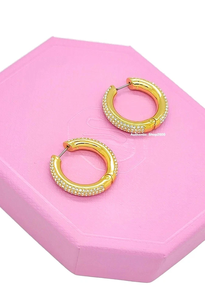 in Gift Box SWAROVSKI 5618305 Gold White Sparkling Dextera Hoop Earrings