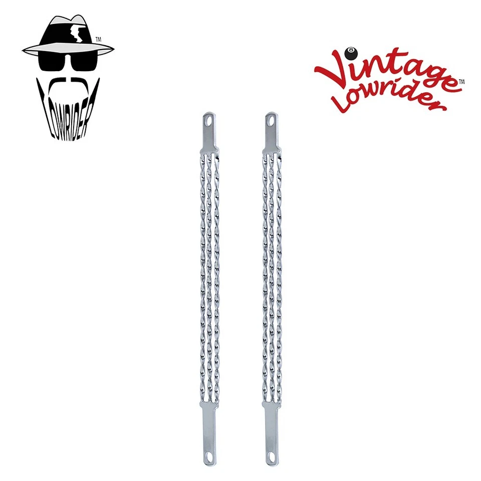 F&R VINTAGE LOWRIDER 18" LONG TRPL FLAT TWISTED SPRING CHROME FORK BARS 20" BIKE - Image 1 of 1