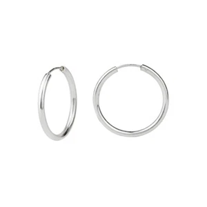 925 Sterling Silver Fine Circle Hinged Hoops - 35mm Round Sleeper Earrings - Picture 1 of 3
