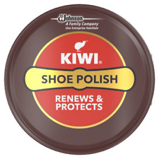 Kiwi Shoe Polish Dark Tan Shine Premium Wax Tin Protects Renews Leather Shoe USA