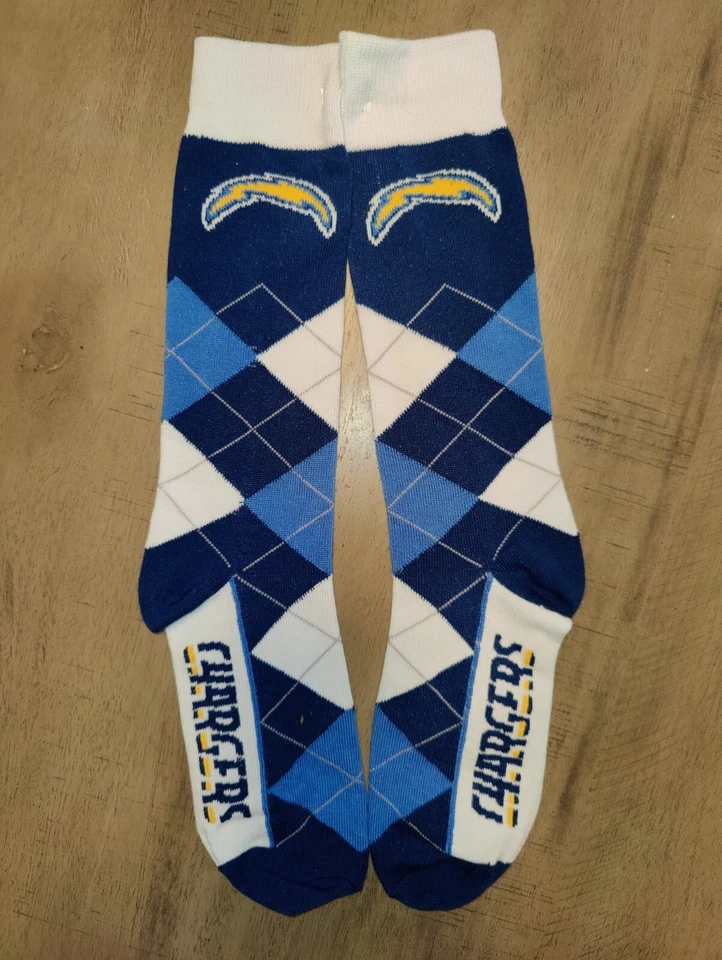 LA Los Angeles Chargers Mens Argyle NFL Team Crew Dress Socks Large - Image 1 of 1