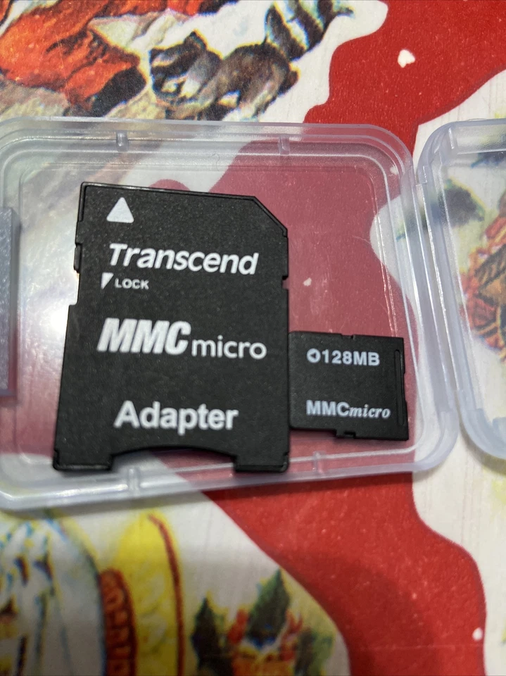 TRANSCEND MMC MICRO SD CARD DA 128 MB CON ADATTATORE NUOVA MAI UTILIZZATA - Immagine 1 di 4