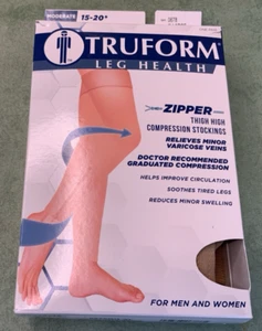 Truform Zipper Compression Footless Thigh High 15-20 mmHg Beige sz X-LARGE - Picture 1 of 8