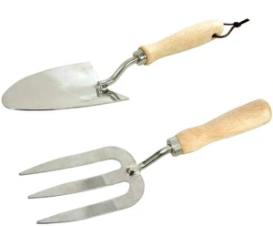 Heavy Duty Stainless Steel Garden Hand Trowel & Fork Planting Tool - Picture 1 of 3