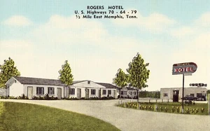 Rogers Motel - Memphis, Tennessee Linen Postcard - Picture 1 of 2