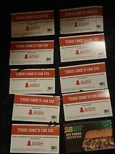 (6) Arbys And Subway  Meal Vouchers