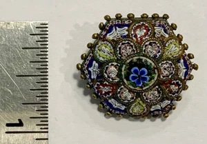 Antique Hexagon Shaped Very Fine Italian Micro Mosaic Brooch Pin c. 1900’s - Picture 1 of 7
