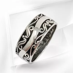 Sterling Silver Men's Ring *Celtic Band Ring *Genuine 925 Sterling Silver - Picture 1 of 4