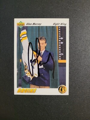 1991-92 Upper Deck Glen Murray Bruins Auto Autographed Signed Card - Image 1 of 2
