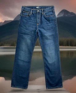 Old Navy Straight Leg Jeans Adjustable Waist Blue Dark Wash Denim Size 16 Husky - Picture 1 of 21