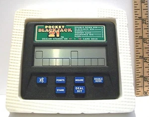 VINTAGE RADICA ELECTRONIC HAND HELD GAME TOY POCKET BLACKJACK 21 WITH BOX #1350 - Picture 1 of 5