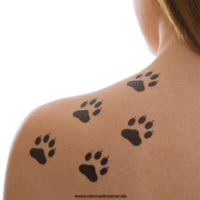 FETISH TATTOO 25 x Kleine Pfoten Tattoos - Tatzen temporäre einmal Tattoos in schwarz (25)