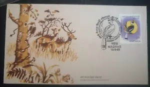 India 1983 Bombay Natural History Society Great Hornbill Bird Fauna Stamped FDC - Picture 1 of 2