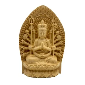 Lunari Mini Buddha Statue Holzschnitzerei Fudo Myoo Senju Kannon Amida Nyorai - Bild 1 von 6
