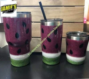 Watermelon Glitter Tumbler - Bling Tumbler -Made to Order - Picture 1 of 3