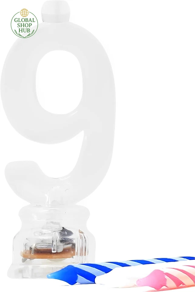 Candelabro intermitente de plástico verde número 9 con juego de velas de cumpleaños - 1 juego - Foto 1 de 4