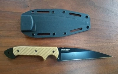 NEW CRKT DRAGON 2010DK FIXED BLADE KNIFE WITH ORIGINAL SHEATH FREE SHIPPING - Image 1 of 4